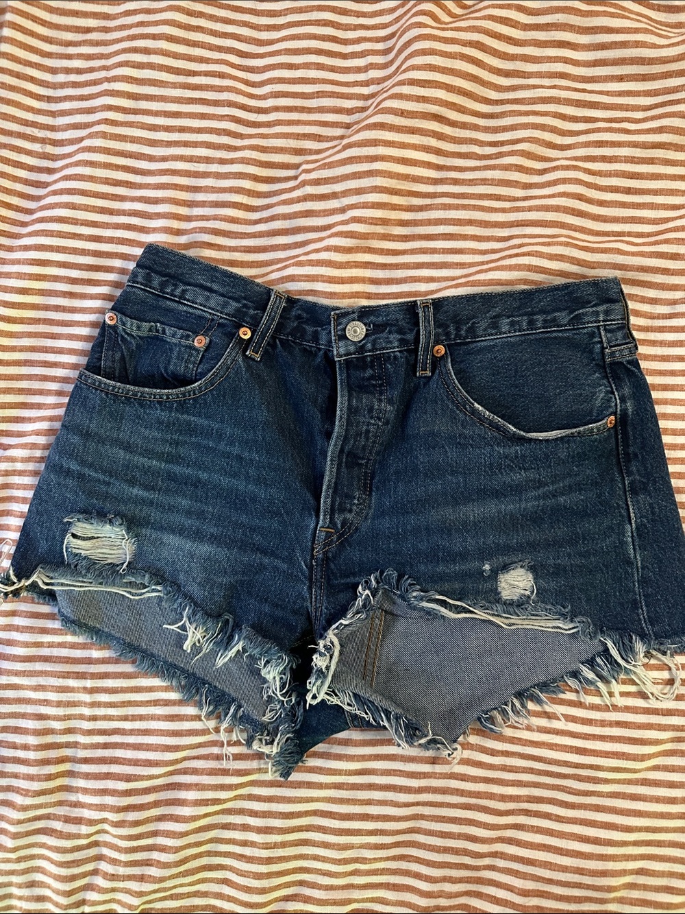 Levi’s Dark Blue Distressed Women’s Denim Shorts